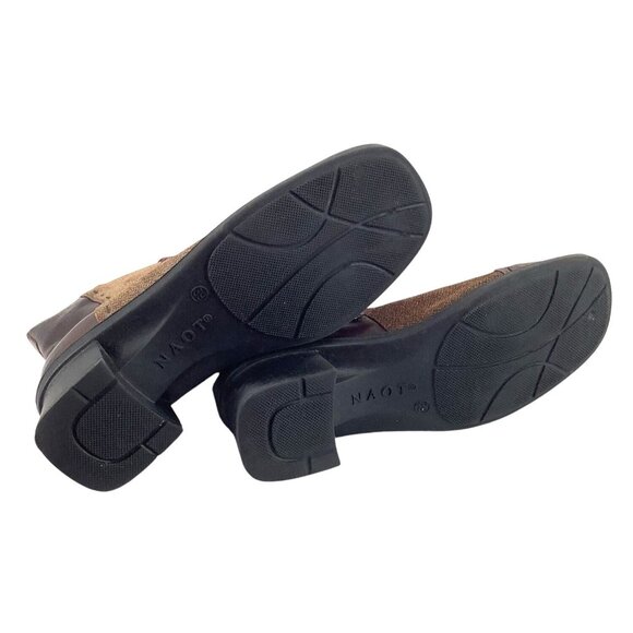 Vintage 90’s NAOT Leather Fabric Boots Womens 39 Lace-Up Square Toe Mary Poppins - Picture 5 of 6